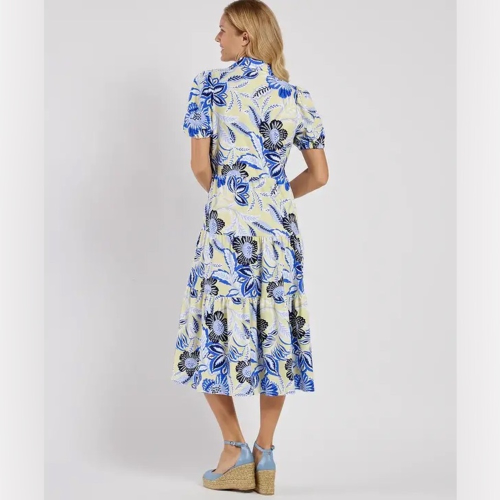 NWT Jude Connally Blue and White Floral Midi Dress - Picture 4 of 5